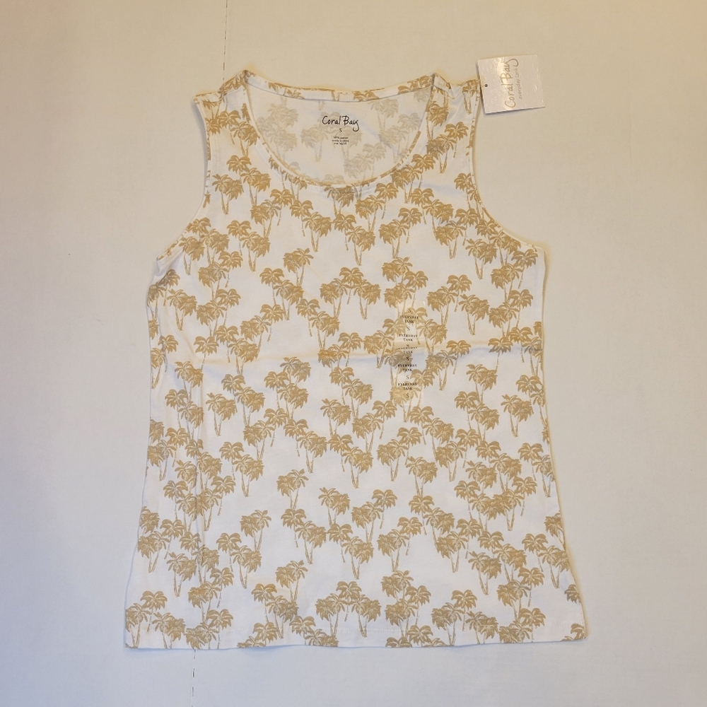 Coral Bay Sleeveless Tank Top – Palm Tree Print New Small